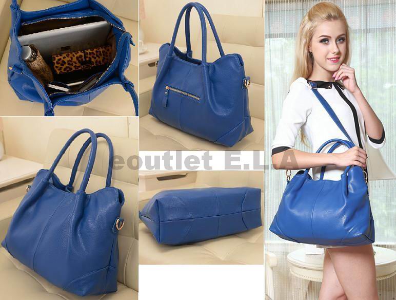 HIGH QUALITY BLUE GENUINE LEATHER HAND/SHOULDER BAG